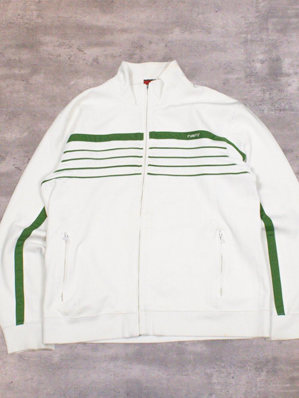Y2K 2000's 00's Fire Fly White Track Top Stripped White‎ Sweater